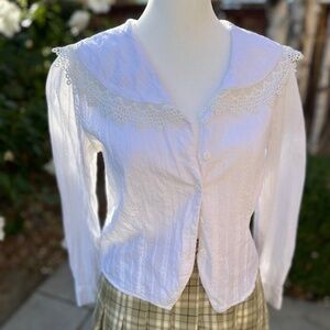 Victorian Style White Eyelet Blouse